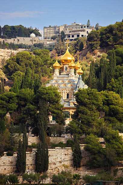 istock Golden domes in  the green park 467787318