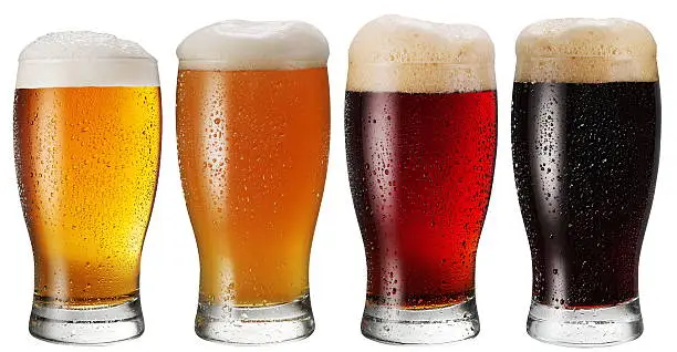 Glasses of beer on white background.File contains clipping paths.