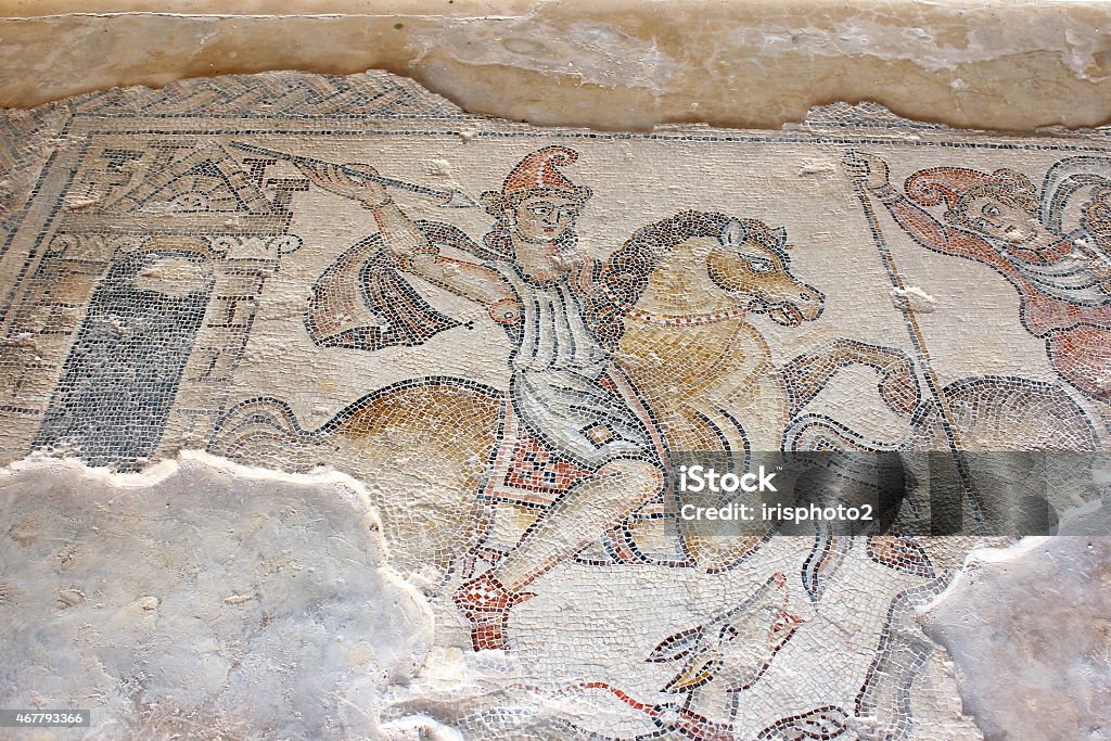 Mosaico de antigüedades, parque nacional Zippori, Galilee, Israel - Foto de stock de 2015 libre de derechos