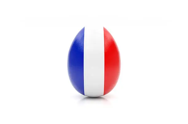 easter egg painted with the flag of France on white background, isolated