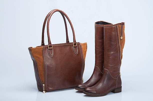 istock Brown Leather Female Boots And Bag 467799387