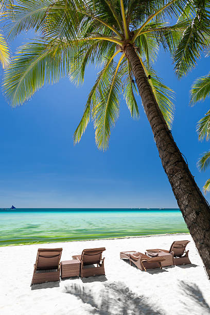 istock Beach chairs on a beautiful island,  Boracay 467802606
