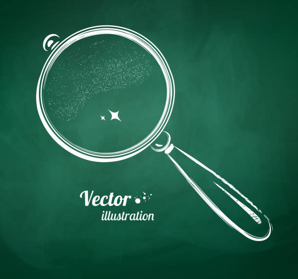 ilustrações, clipart, desenhos animados e ícones de lupa - illustration and painting magnifying glass glass searching