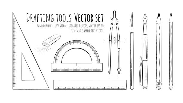 przygotowanie narzędzia. - drafting computer graphic engineer plan stock illustrations