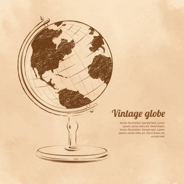 vintage vektor-illustration der welt. - map world map globe old stock-grafiken, -clipart, -cartoons und -symbole