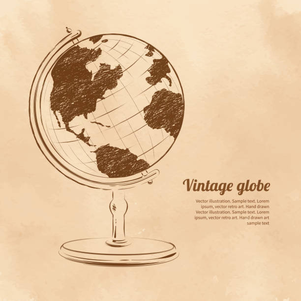 빈티지 벡터 일러스트레이션 있습니다. - map world map globe old stock illustrations