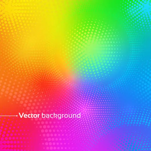 Vector illustration of Rainbow vector background with dots.