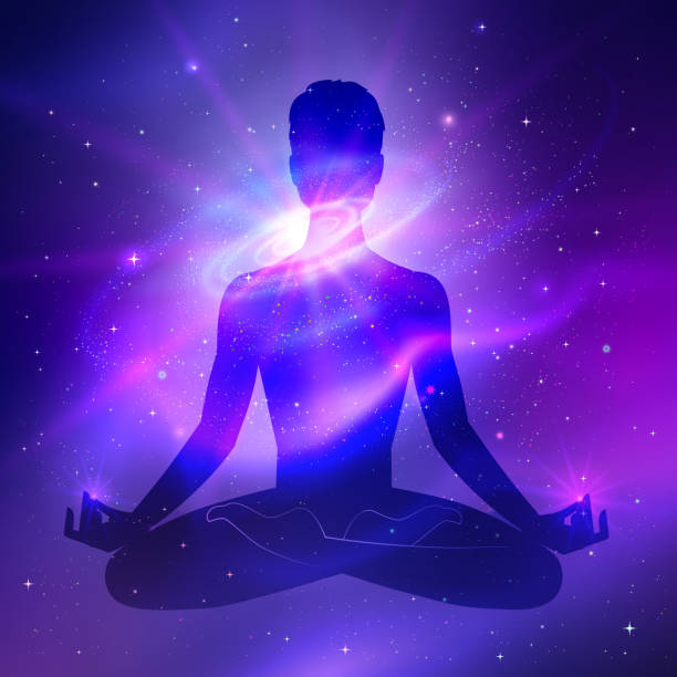 istock A figure in the Lotus position sits in a backdrop of stars  467806824