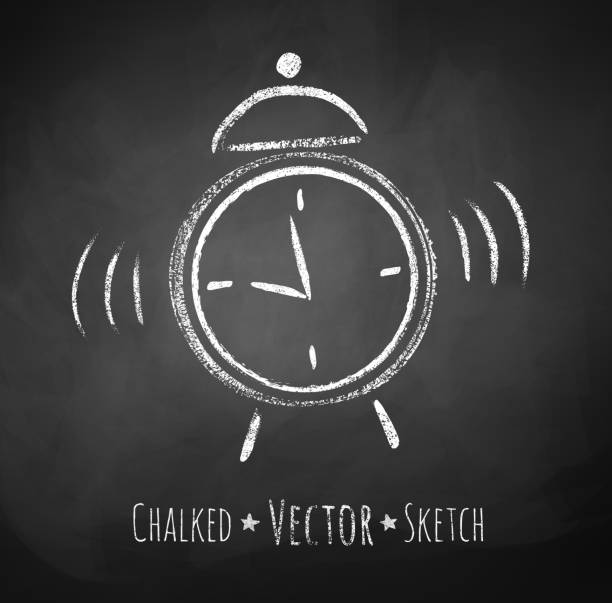 illustrations, cliparts, dessins animés et icônes de tableau dessin d'un radio-réveil. - white background color image alarm clock deadline