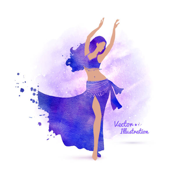 Belly dancer. Belly dancer. Watercolor art. Vector illustration. belly dancing stock illustrations