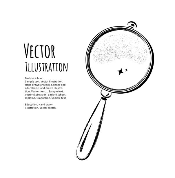 увеличительное стекло - illustration and painting magnifying glass glass searching stock illustrations