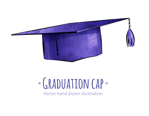 stockillustraties, clipart, cartoons en iconen met graduation cap. - toga