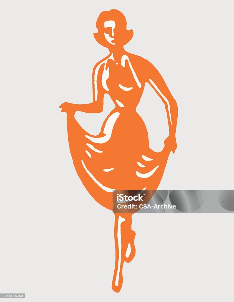Mujer agarrando La falda de la bastilla - arte vectorial de 2015 libre de derechos