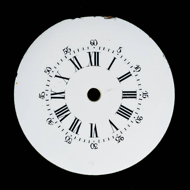 istock Antique, hand-painted, enamel watch face. Isolated on black. 467810006