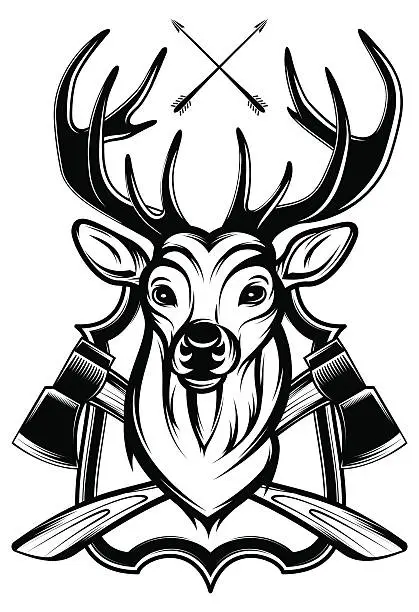 Vector illustration of illustration of a stag's head as a trophy
