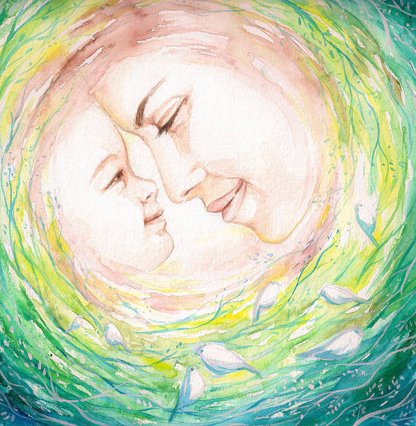 Matka i dziecko – artystyczna grafika wektorowa
