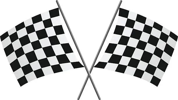 Vector illustration of Two crossed checkered flags