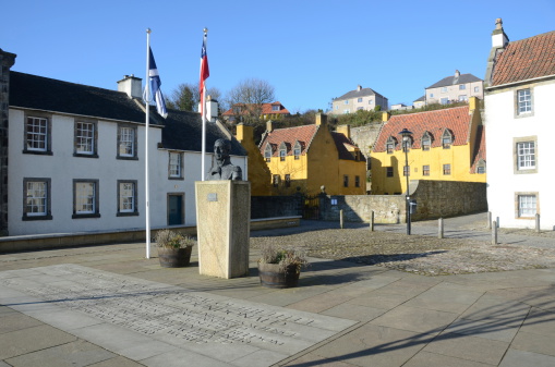 An external view of Culross palace and some of the medieval architecture