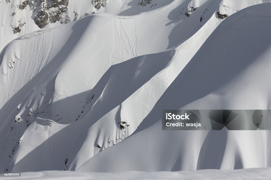 snowy mountain slope snowy winter mountain slope, Krasnaya Polyana, Russia 2015 Stock Photo