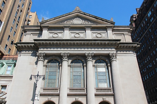 New York City, United States - Congregation Shearith Israel synagogue at Upper West Side of Manhattan.