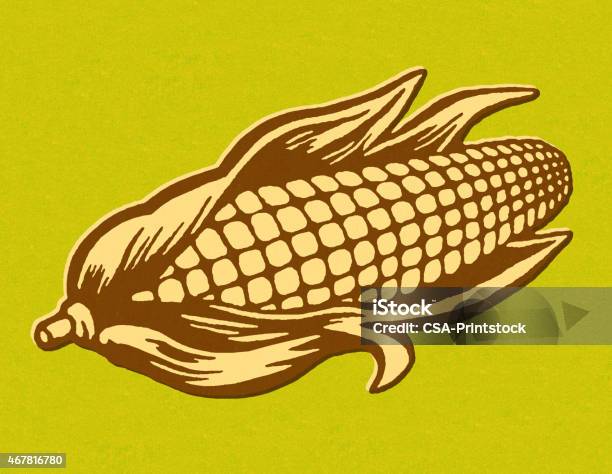 Ear Of Corn Stock Illustration - Download Image Now - Food, 2015, Colored Background