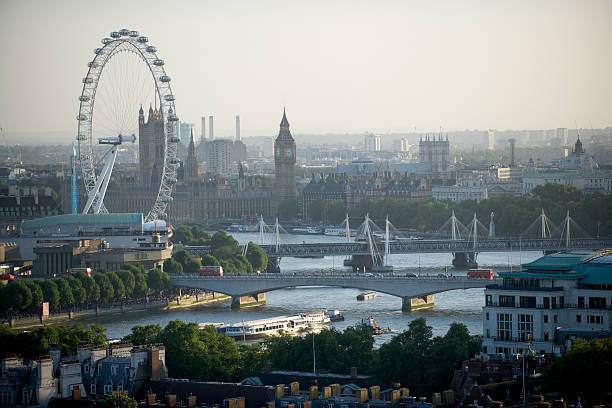 london, england stadtlandschaft  - london eye stock-fotos und bilder