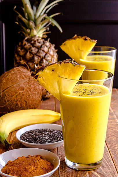 istock Pineapple, Banana, Coconut, Turmeric and Chia Seed Smoothies 467819728
