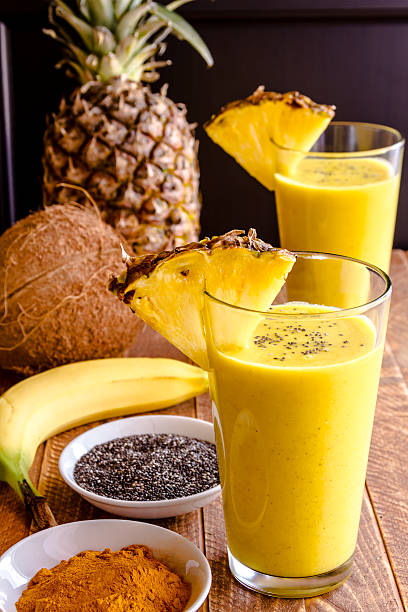 istock Pineapple, Banana, Coconut, Turmeric and Chia Seed Smoothies 467819744
