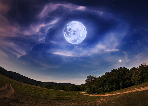 istock Beautiful night sky with the full moon and stars 467819926