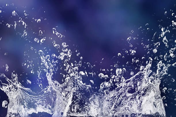 istock Stylish clear water splash macro Isolated on black background 467824162