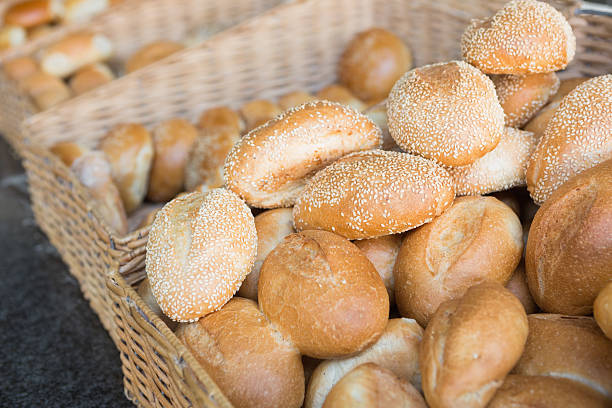 istock Close up of basket with fresh bread 467824600