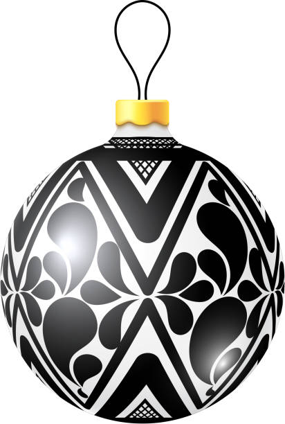 рождественские черный и белый мяч на заднем плане. векторная иллюстрация - white background stock illustrations