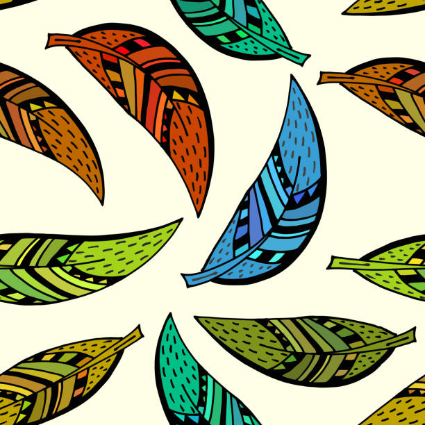 illustrations, cliparts, dessins animés et icônes de seamless texture avec décoration de feuilles sur fond blanc. triba - floral pattern vector illustration and painting computer graphic