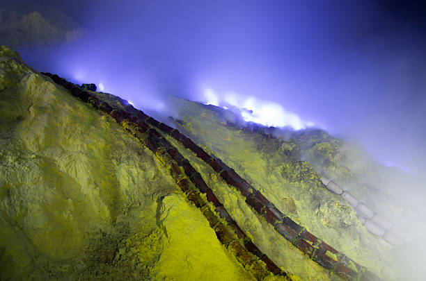 istock Kawah Ijen volcano, East Java - blue sulfur flames. 467830297