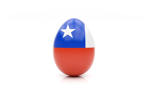 easter egg painted with the flag of Chile on white background, isolated