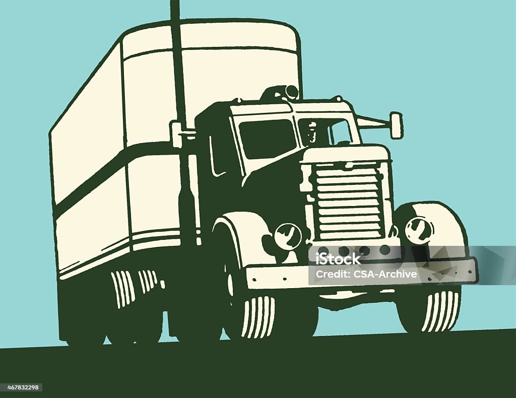 Camión en la carretera de productos - arte vectorial de Camión articulado libre de derechos
