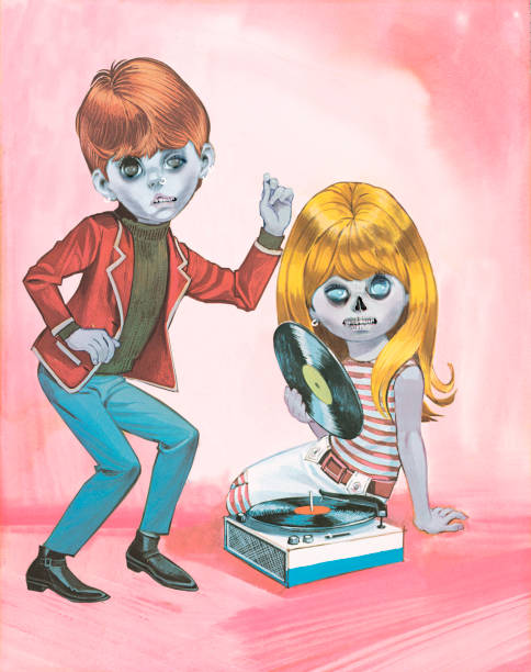 illustrations, cliparts, dessins animés et icônes de zombie dance party - pink background audio