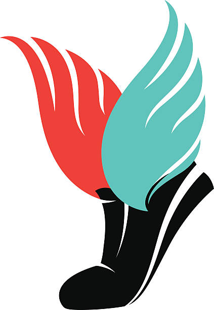 ilustraciones, imágenes clip art, dibujos animados e iconos de stock de zapatos de sport señal con alas - atletismo