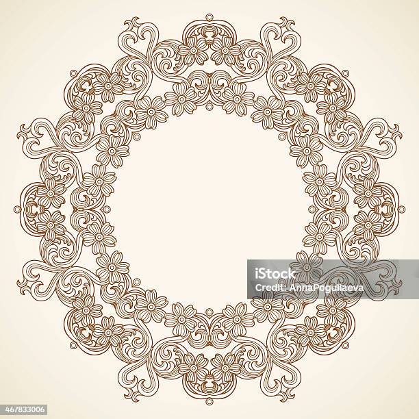 Filigree Vector Frame In Victorian Style Stock Illustration - Download Image Now - 2015, Abstract, Arabic Style