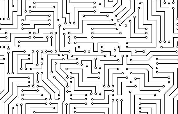 Black and White Printed Circuit Board Black and White Printed Circuit Board Seamless Background with Pattern in Swatches electricity patterns stock illustrations