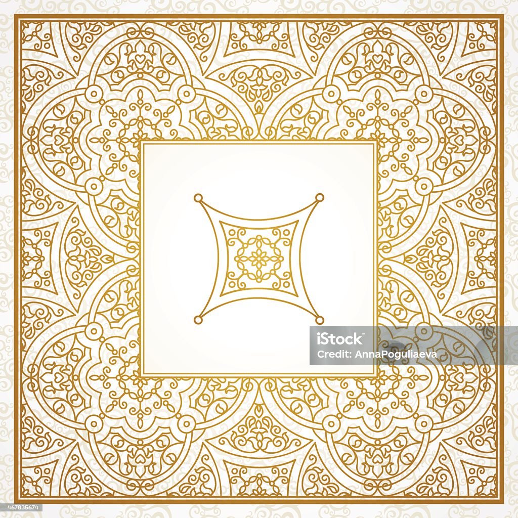 Filigree vector frame in Eastern style. Filigree vector frame in Eastern style. Ornate element for design, place for text. Ornamental golden pattern for wedding invitations and greeting cards. Traditional vintage floral decor. 2015 stock vector