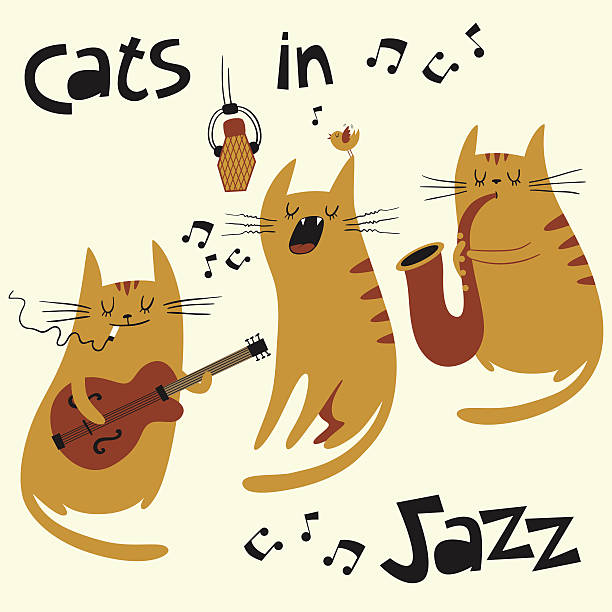 кошкина в джаз-векторная иллюстрация - cool jazz stock illustrations