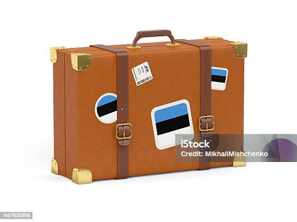 Suitcase With Flag Of Estonia Stock Photo - Download Image Now - 2015, Bag, Country - Geographic Area