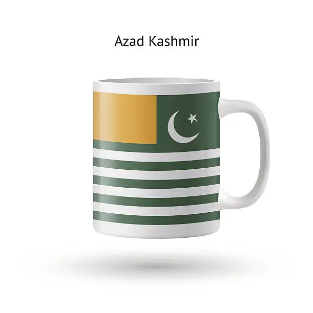 Vector illustration of Azad Kashmir flag souvenir mug on white background.