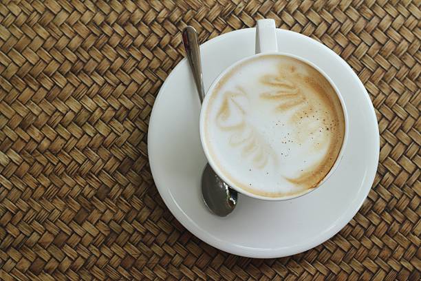 istock Hot latte coffee in glass 467837148
