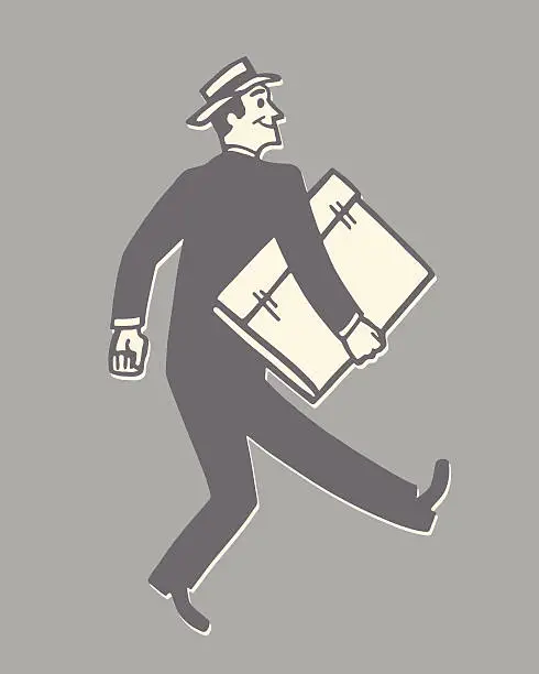 Vector illustration of Smiling Man Carrying A Portfolio