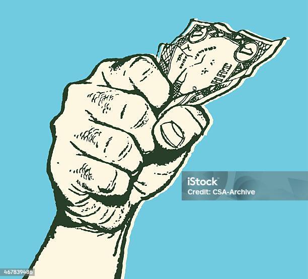 Ilustración de Hombre Mano Clenching De Un Dólar y más Vectores Libres de Derechos de Dinero - Dinero, Finanzas, Inversión