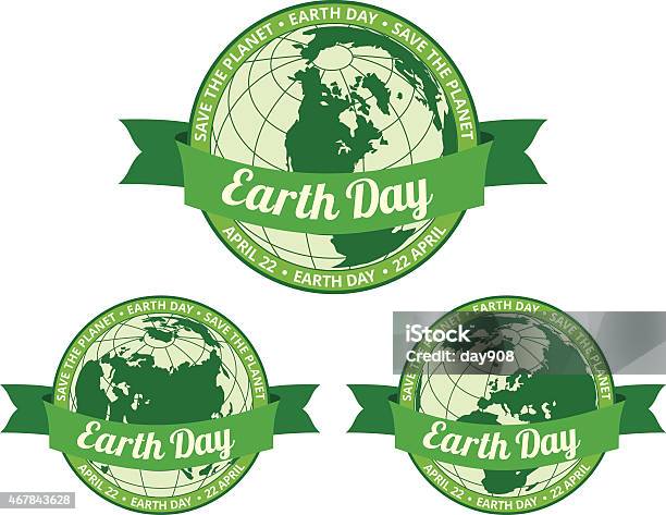 Earth Day Badge Save The Planet Stock Illustration - Download Image Now - 2015, April, Art Product