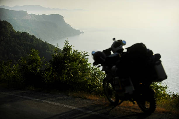 istock Adventure motorcycle on Turkey coastline 467844294