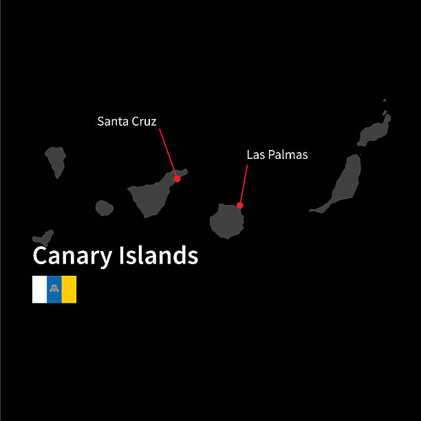 stockillustraties, clipart, cartoons en iconen met detailed map of canary islands and capital city santa cruz - gran canaria